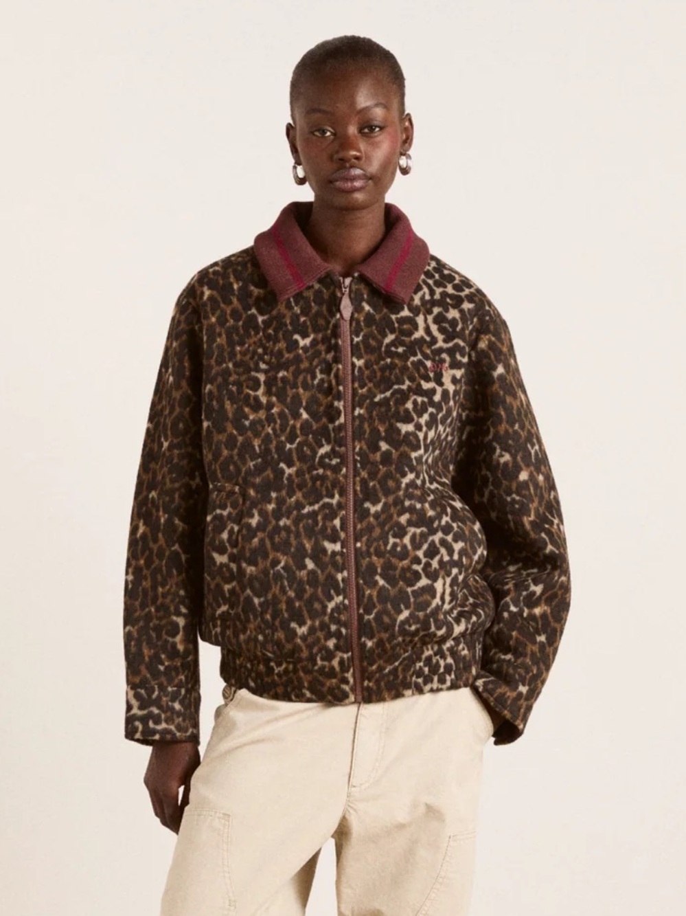 DAMSON MADDER Pixie Bomber Jacket - Leopard Size US 2/ UK 6